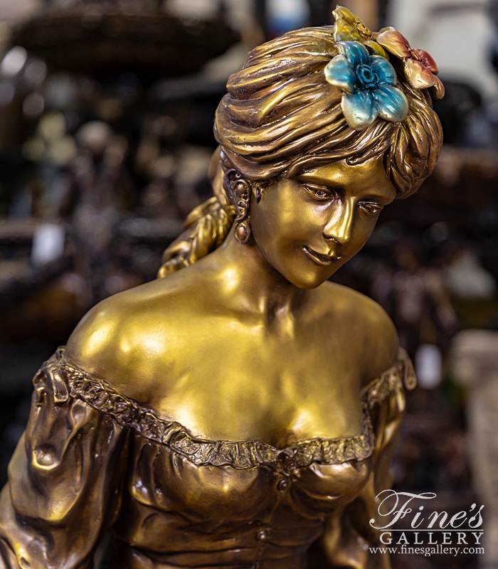 Bronze Statues  - Cast Bronze Lady Wheelbarrel - BS-1447